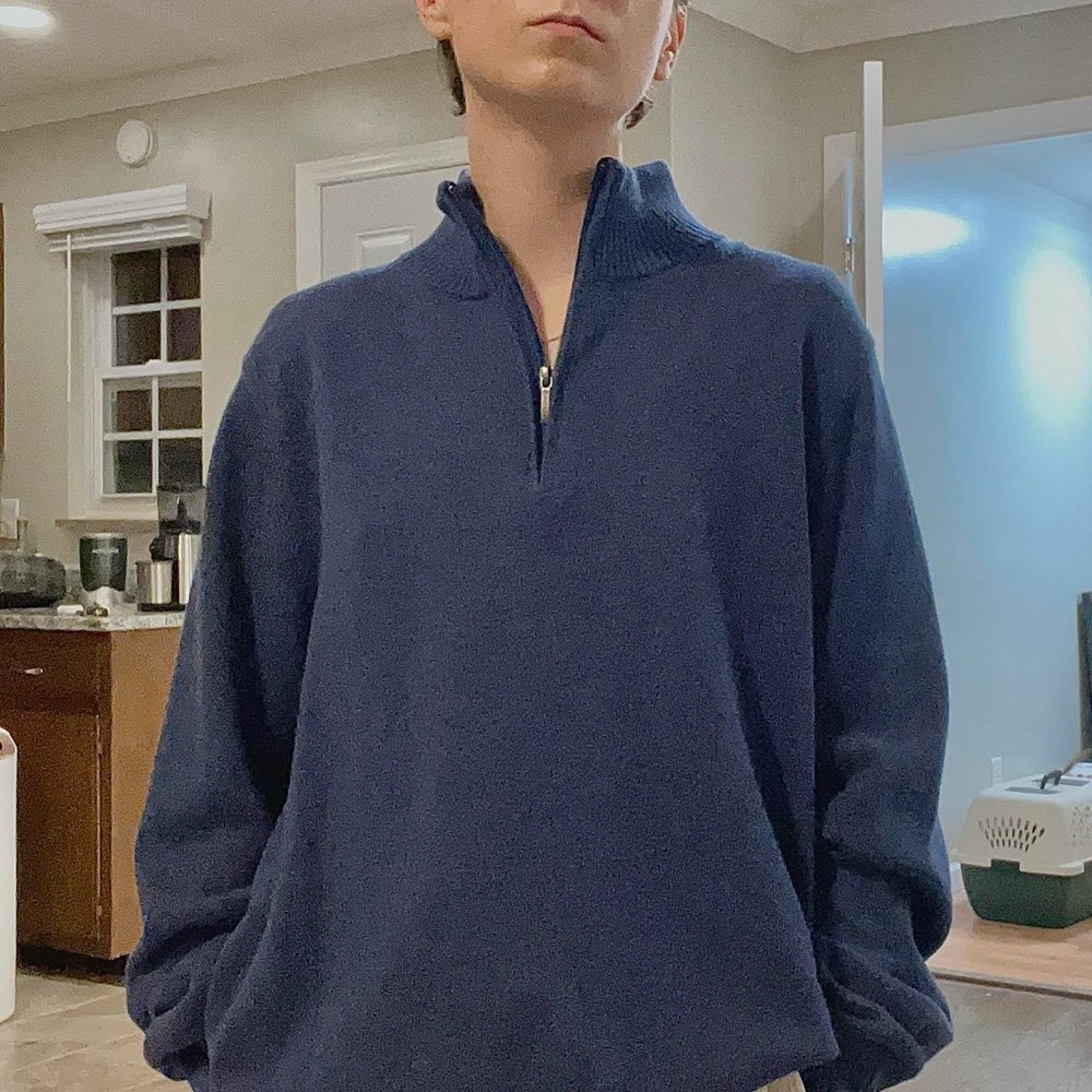 Cerulean Blue Brooks Brothers cotton/cashmere sweater